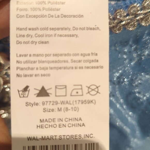 Disney Princess Cinderella Blue Dress - Size M. 8-10 NWT - Picture 5 of 5